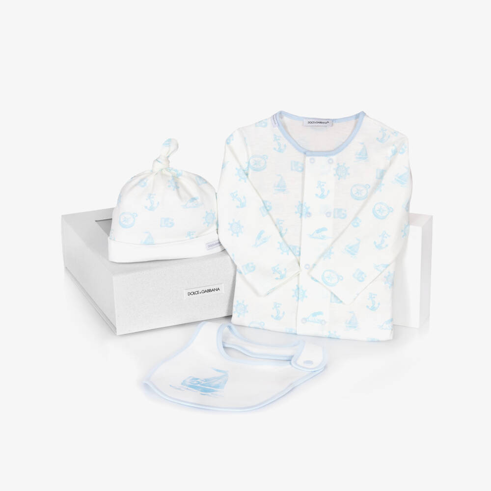 Dolce & Gabbana-طقم قطني أزرق بحري للأولاد | Childrensalon Outlet