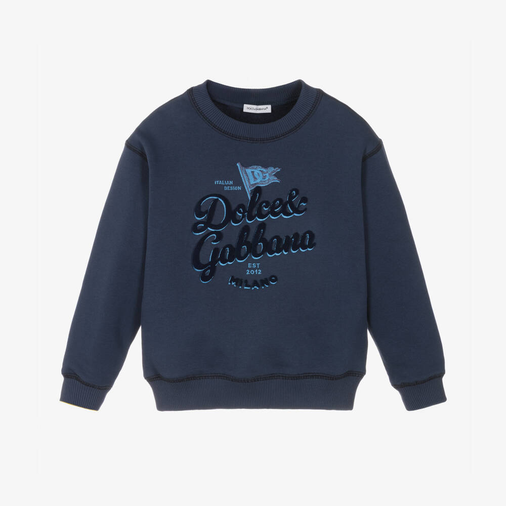 Dolce & Gabbana-Boys Nautical Blue Embroidered Sweatshirt | Childrensalon Outlet