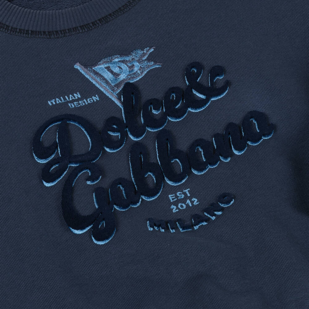 Dolce & Gabbana-Boys Nautical Blue Embroidered Sweatshirt | Childrensalon Outlet