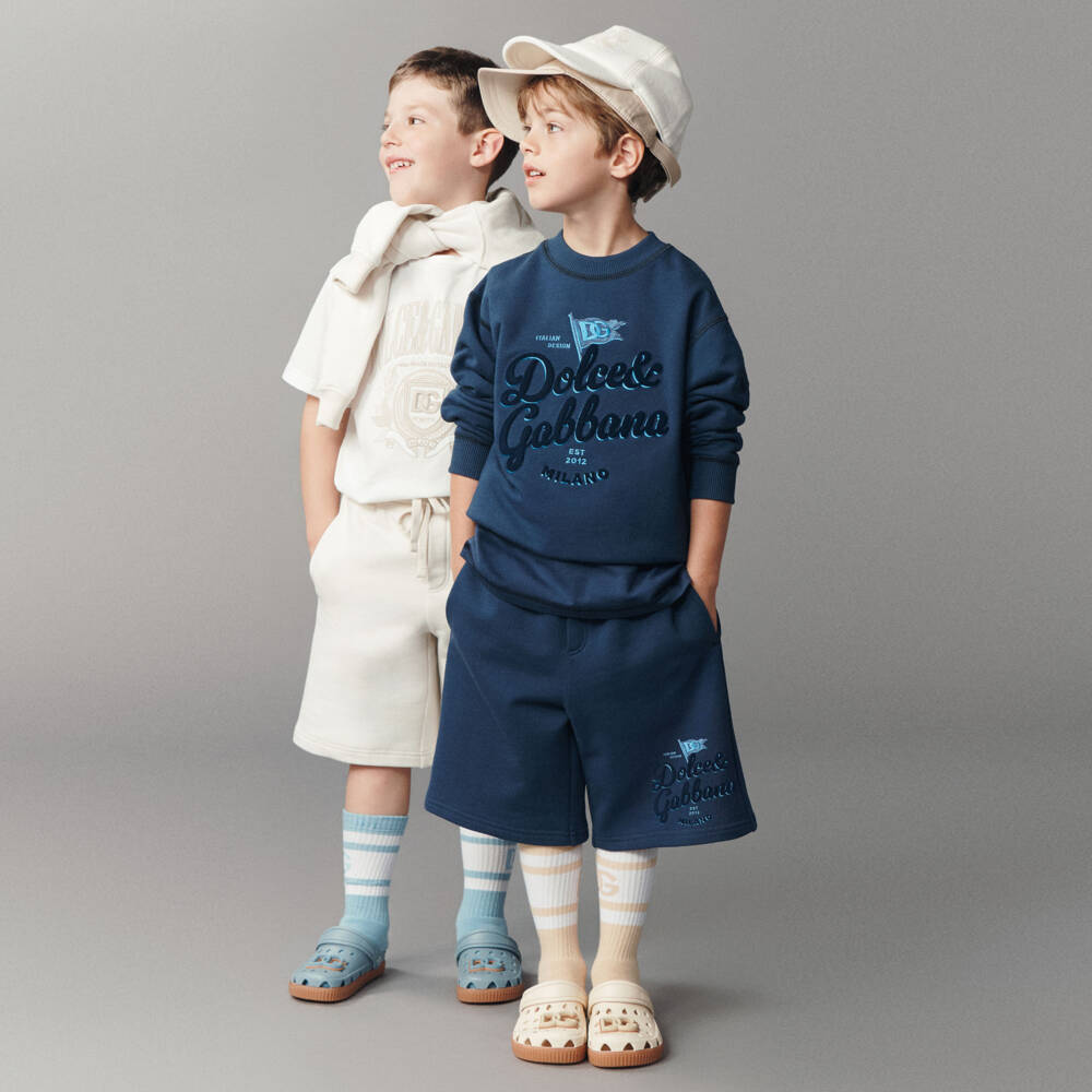 Dolce & Gabbana-Boys Nautical Blue Logo Shorts | Childrensalon Outlet