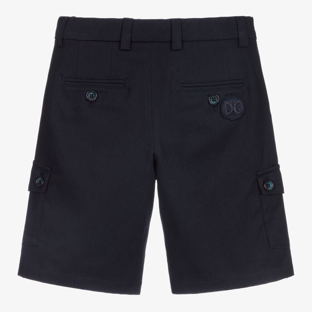 Dolce & Gabbana-شورت كارغو قطن تويل لون كحلي للأولاد | Childrensalon Outlet
