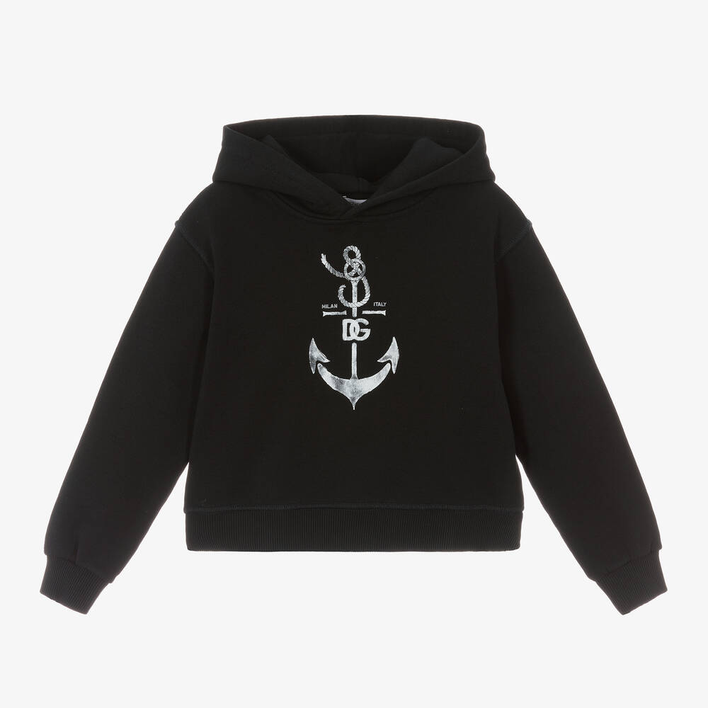Dolce Gabbana Boys Navy Blue Cotton DG Anchor Hoodie Childrensalon Outlet