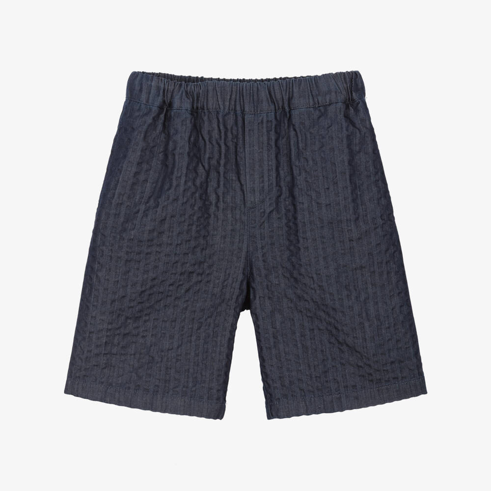 Dolce & Gabbana-Boys Navy Blue Denim Seersucker Shorts | Childrensalon Outlet