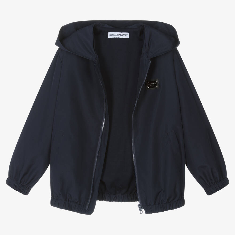 Dolce & Gabbana-Boys Navy Blue Hooded Jacket | Childrensalon Outlet