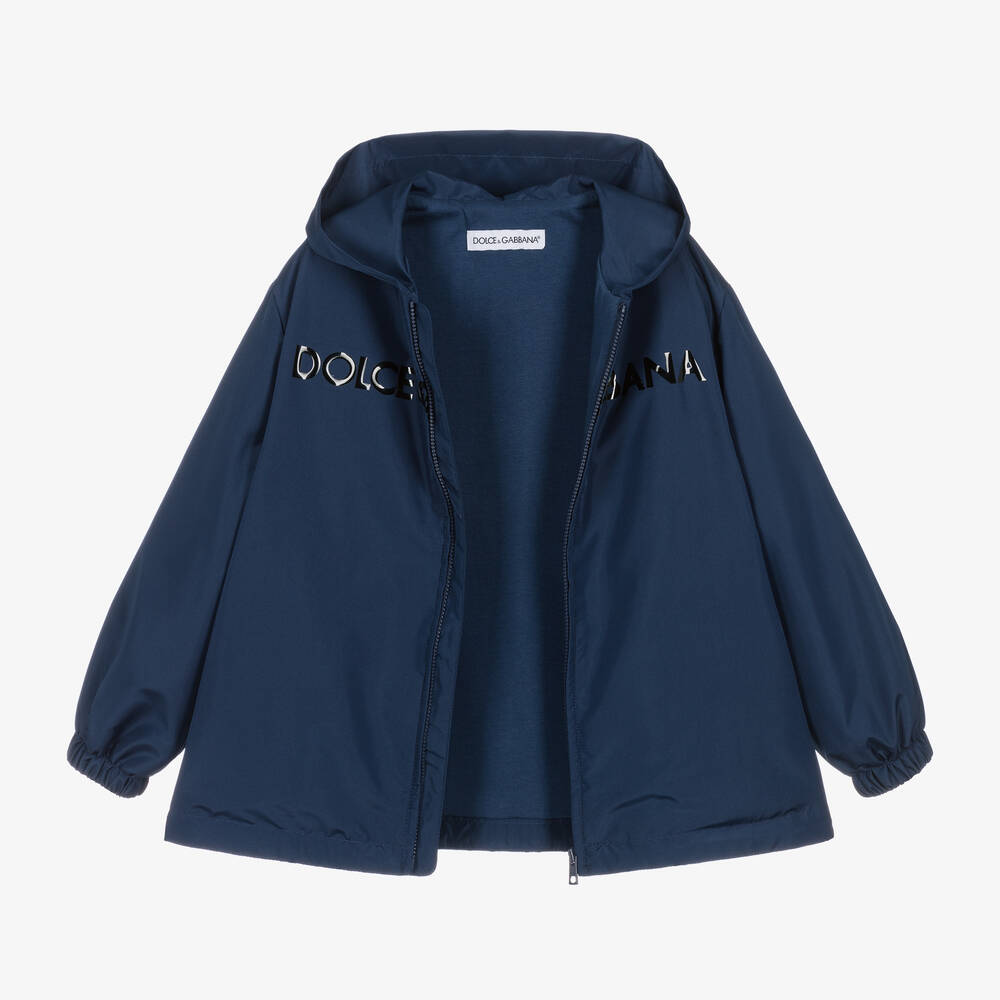 Dolce & Gabbana-Boys Navy Blue Hooded Jacket | Childrensalon Outlet