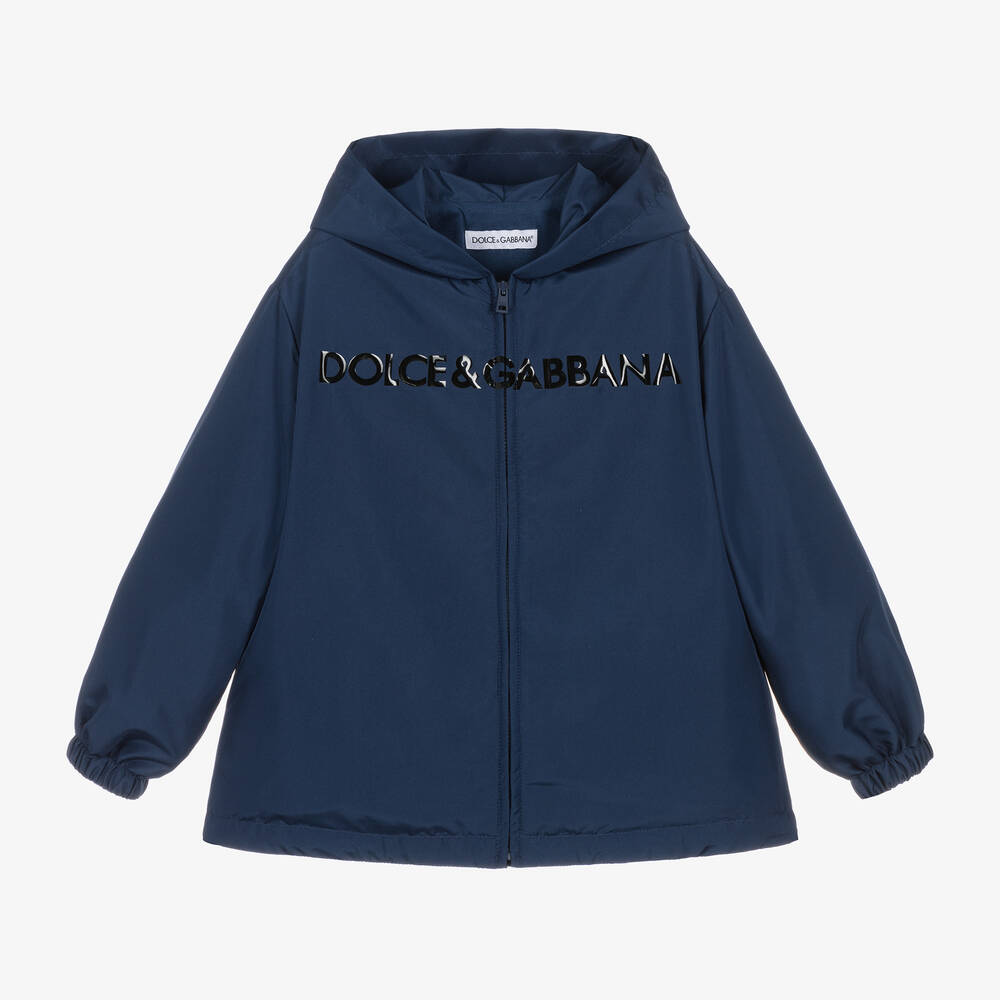 Dolce & Gabbana-Boys Navy Blue Hooded Jacket | Childrensalon Outlet