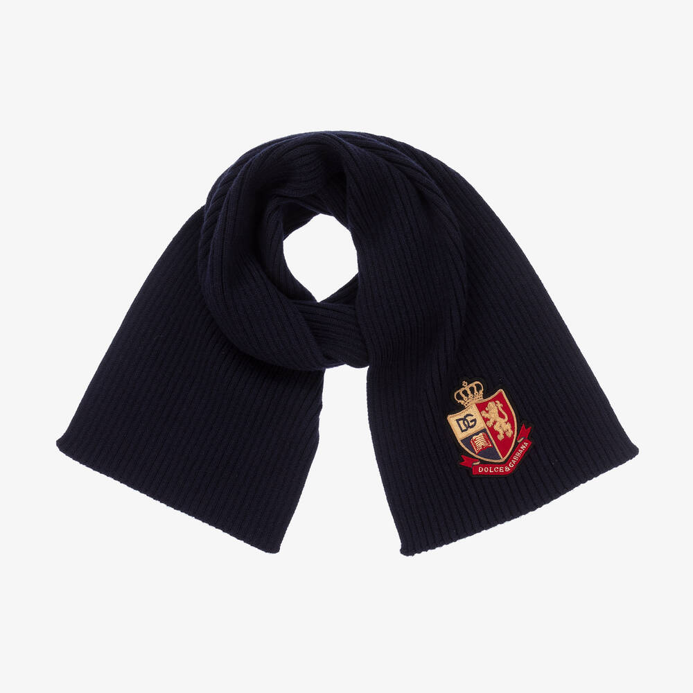Dolce & Gabbana-Boys Navy Blue Knitted Scarf | Childrensalon Outlet