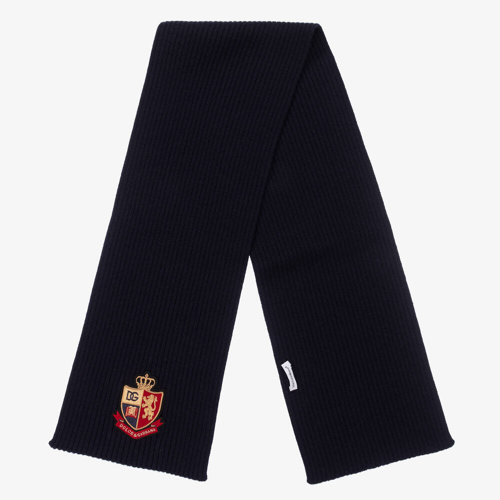 Dolce & Gabbana-Boys Navy Blue Knitted Scarf | Childrensalon Outlet