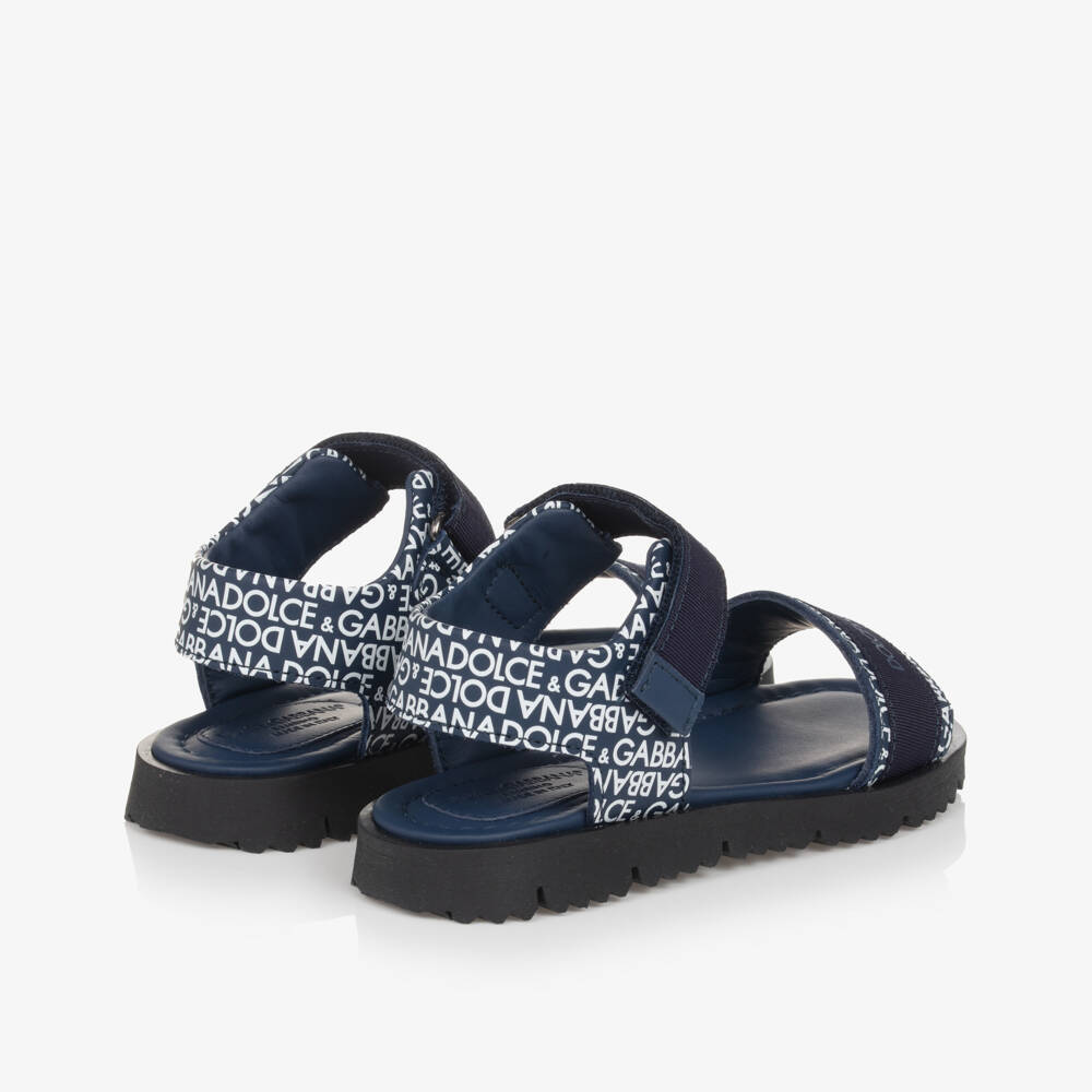 Dolce & Gabbana-Boys Navy Blue Leather Sandals | Childrensalon Outlet