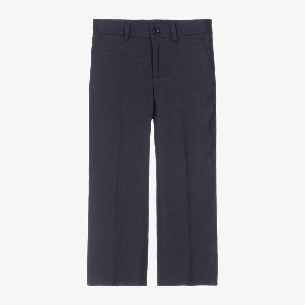 Dolce & Gabbana-Boys Navy Blue Linen Trousers | Childrensalon Outlet