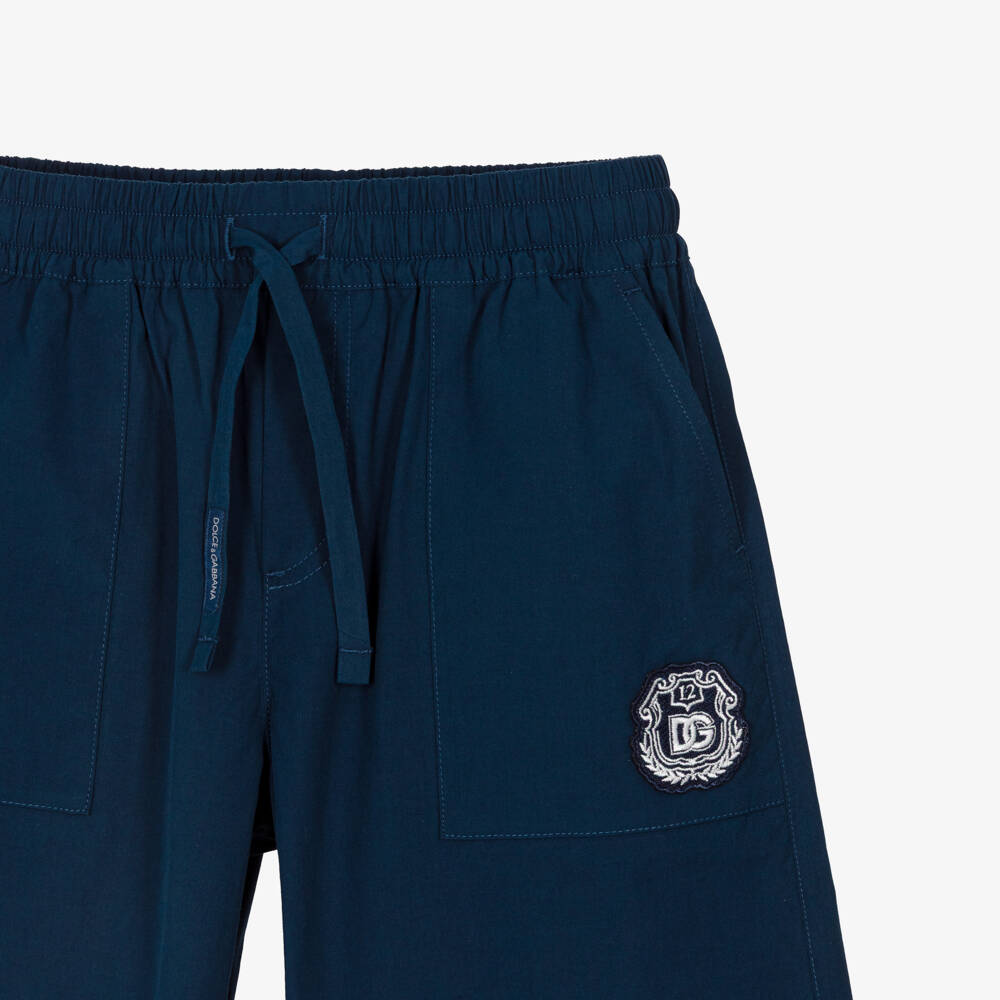 Dolce & Gabbana-Boys Navy Blue Poplin Bermuda Shorts | Childrensalon Outlet