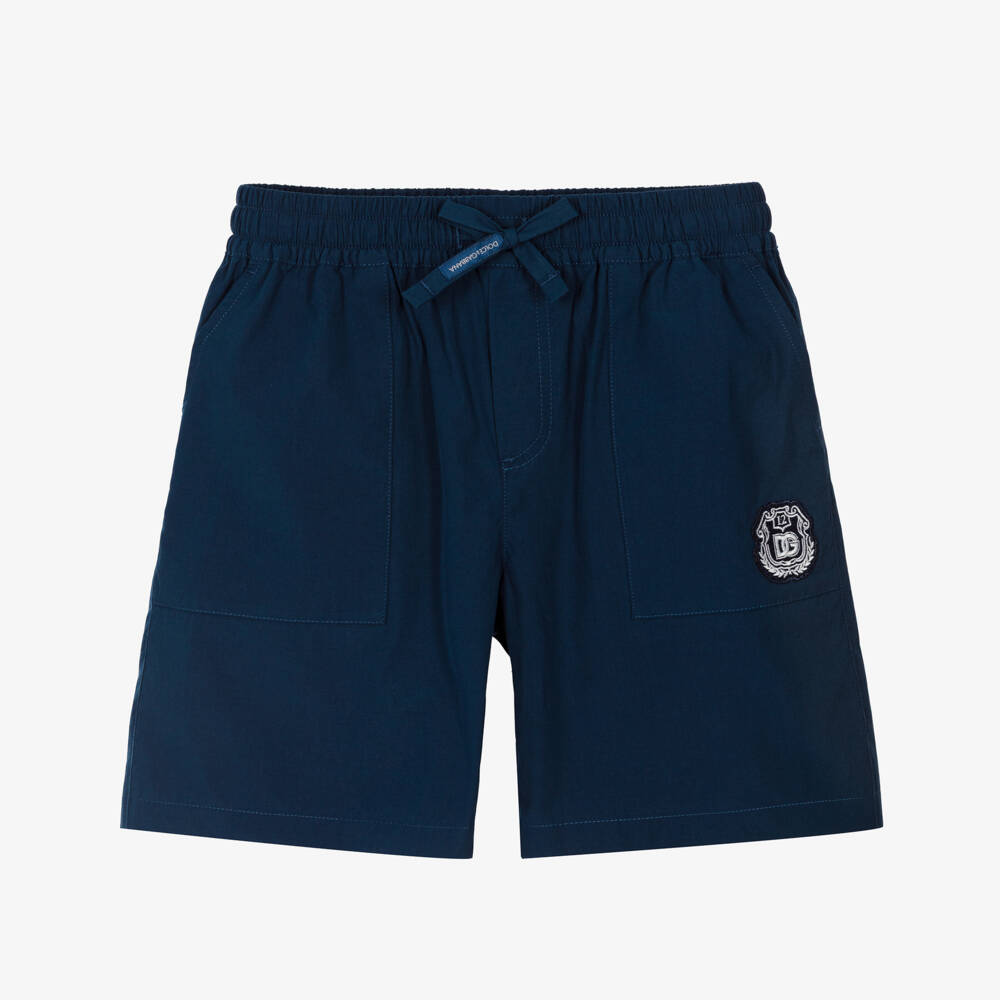 Dolce & Gabbana-Boys Navy Blue Poplin Bermuda Shorts | Childrensalon Outlet