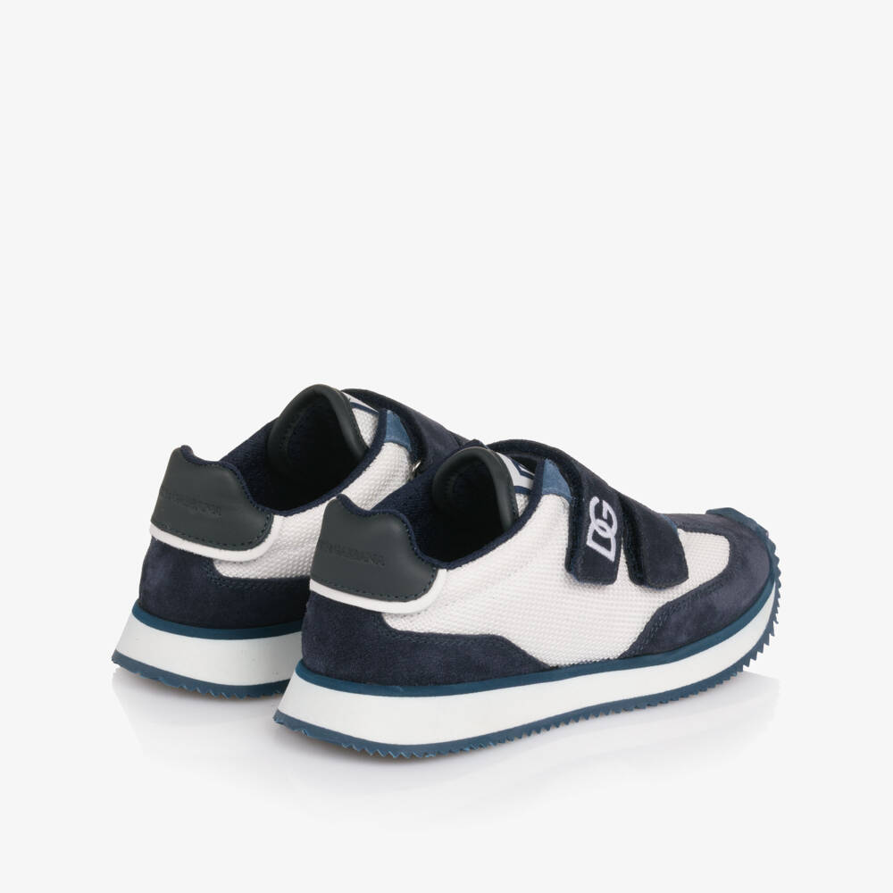 Dolce & Gabbana-Boys Navy Blue Suede & White Textile Trainers | Childrensalon Outlet