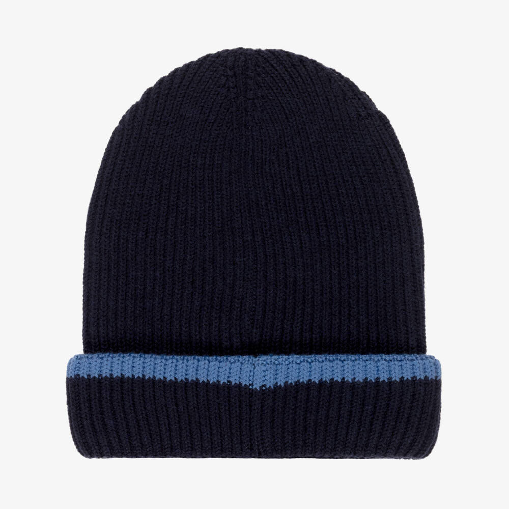 Dolce & Gabbana-Boys Navy Blue Wool Knit Varsity Beanie with DG Logo | Childrensalon Outlet