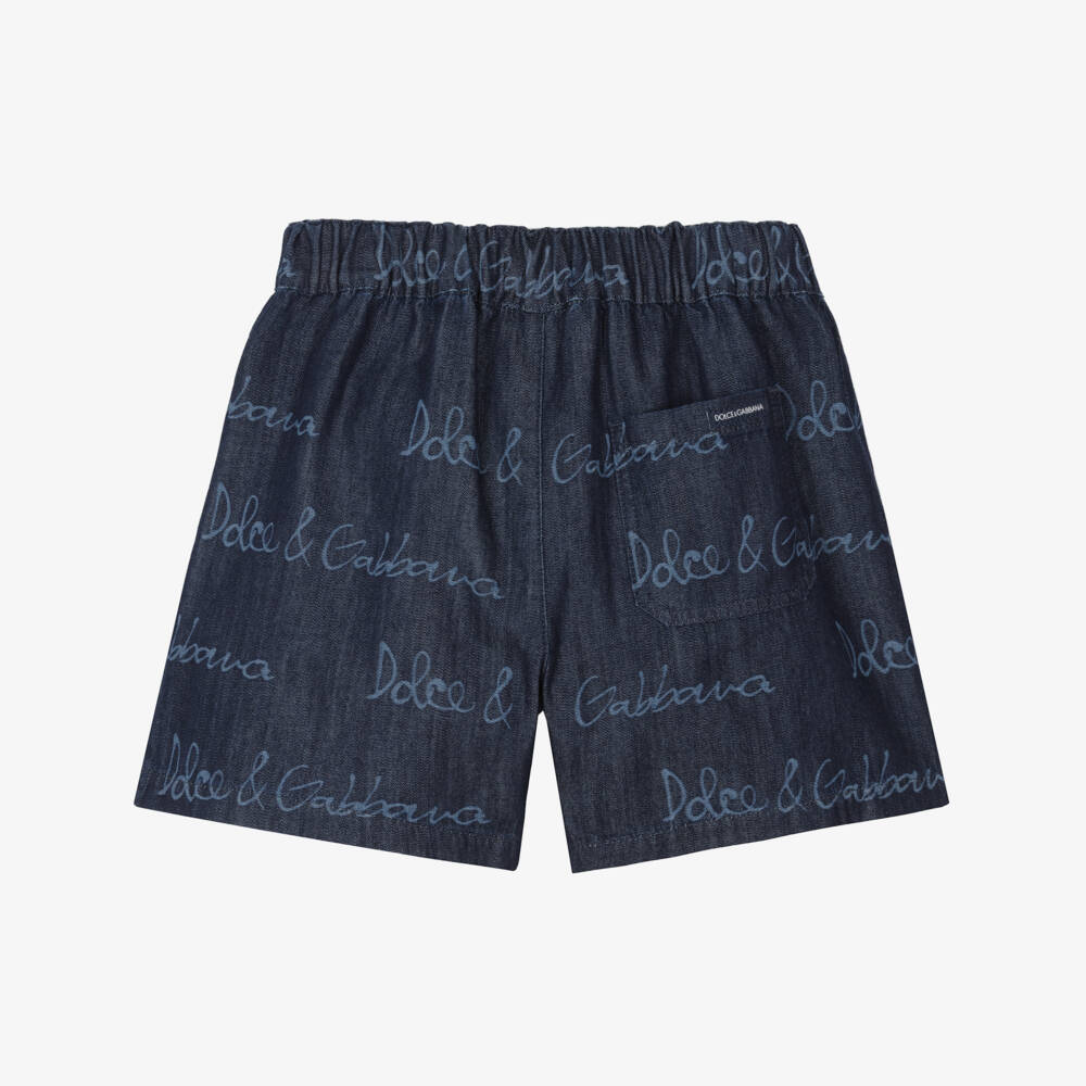 Dolce & Gabbana-Boys Navy Denim Logo Shorts | Childrensalon Outlet