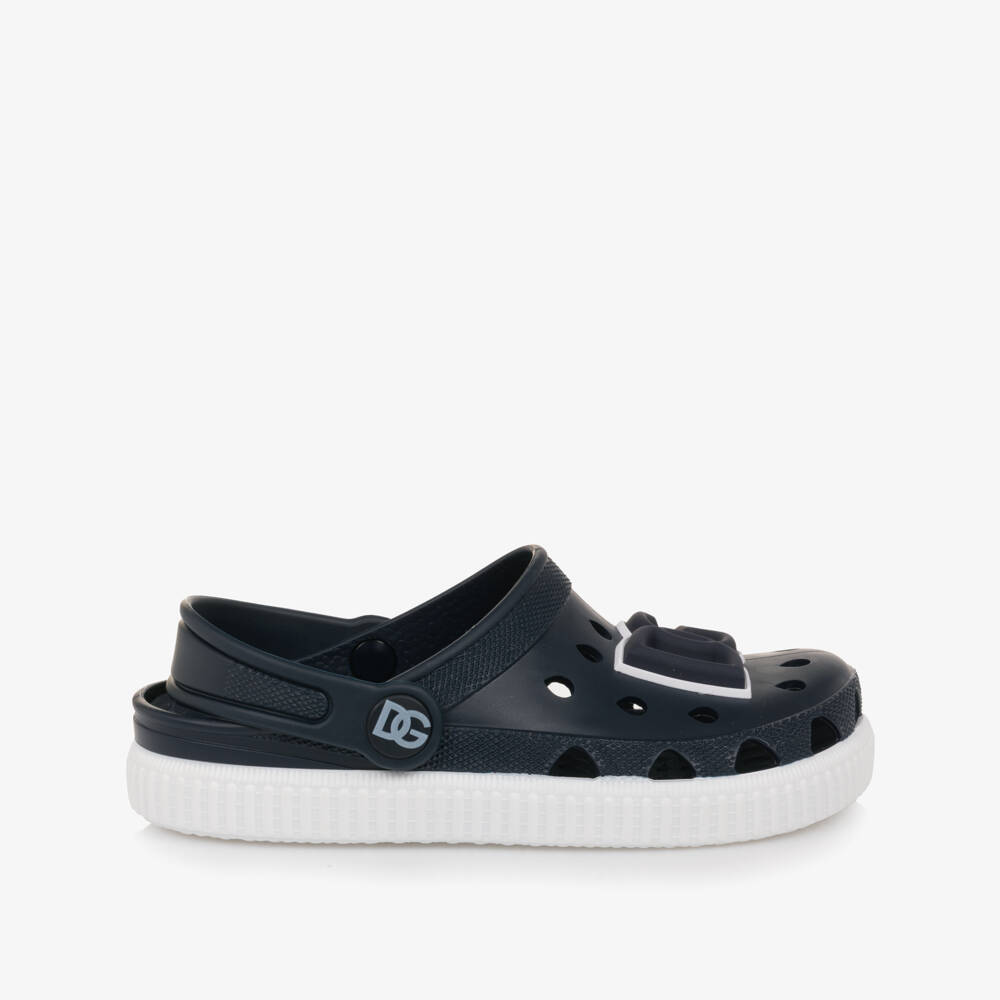 Dolce & Gabbana-Boys Navy Emblem Beach Sandals | Childrensalon Outlet