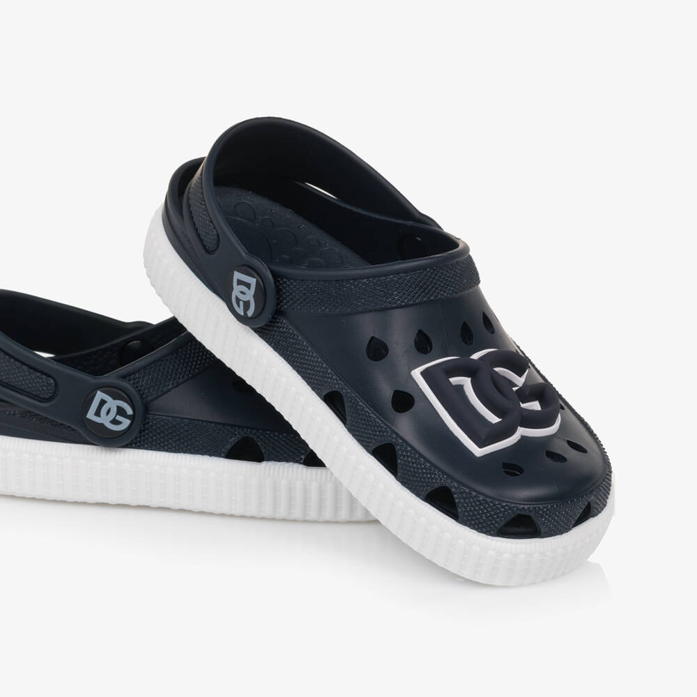 Dolce & Gabbana-Boys Navy Emblem Beach Sandals | Childrensalon Outlet