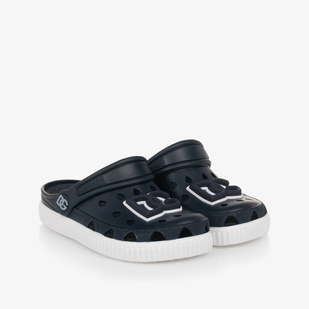 Dolce & Gabbana-صنادل بحر للأولاد بلون كحلي مع شعار | Childrensalon Outlet