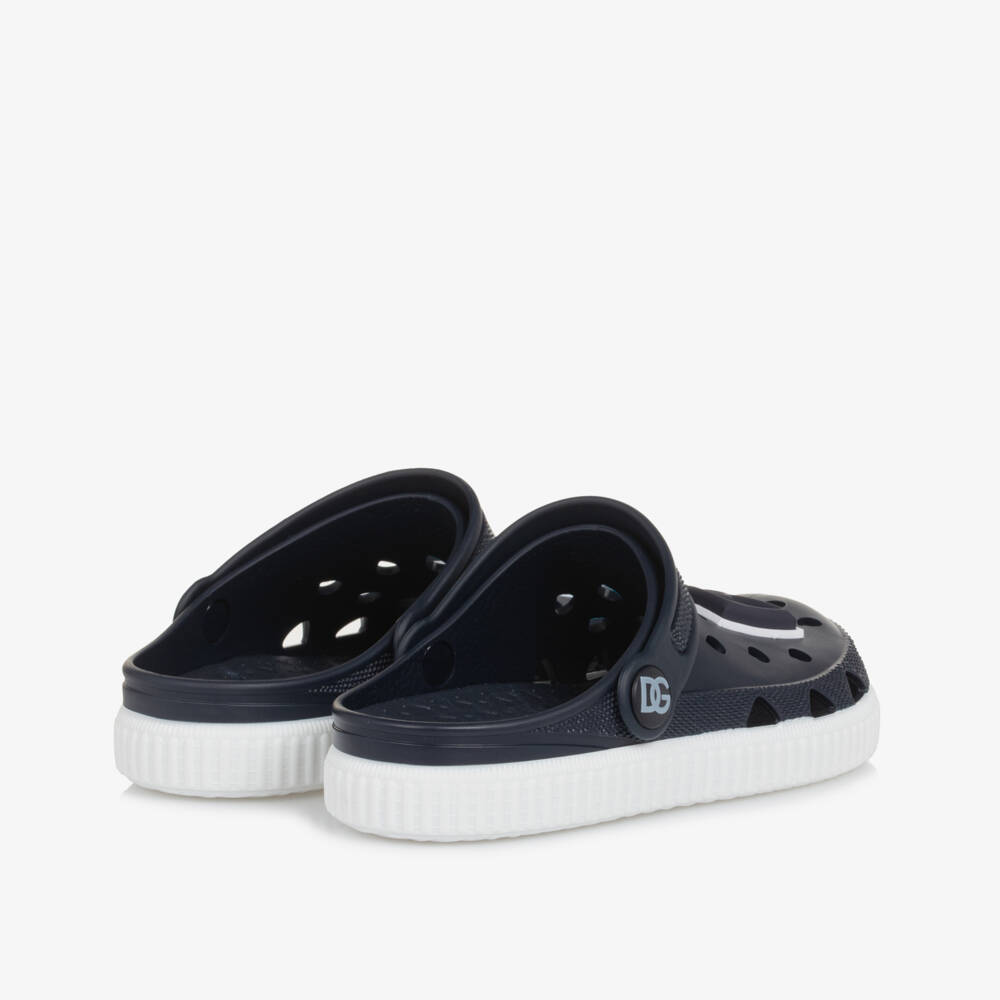 Dolce & Gabbana-Boys Navy Emblem Beach Sandals | Childrensalon Outlet
