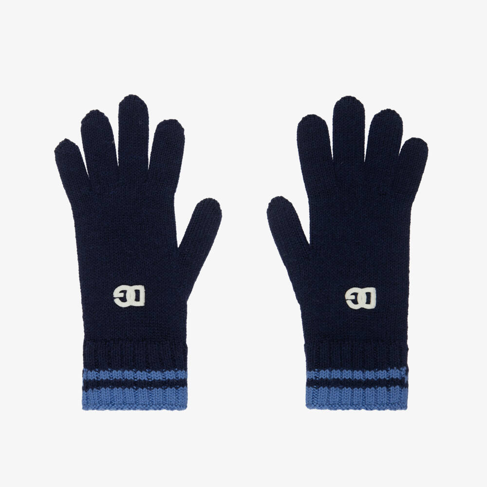 Dolce & Gabbana-Boys Navy Logo Mittens | Childrensalon Outlet