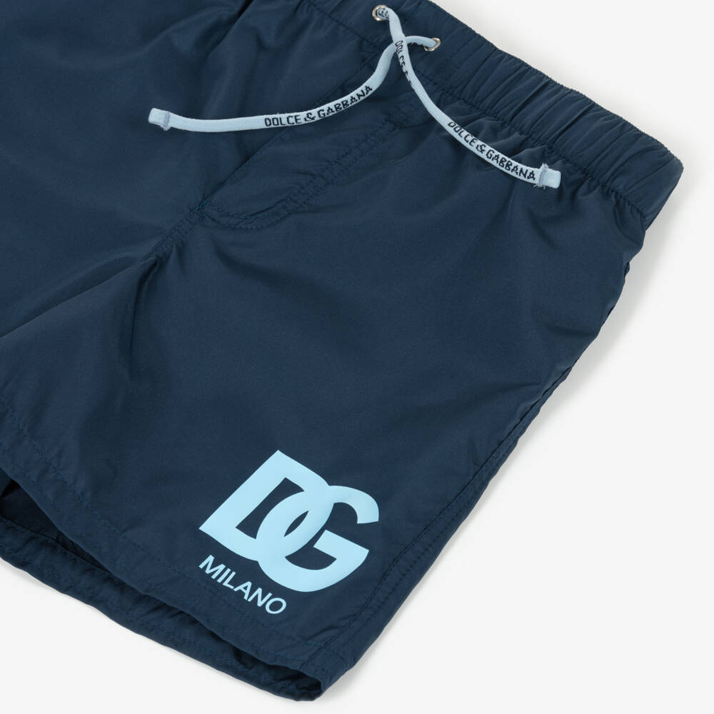 Dolce & Gabbana-شورت سباحة للأولاد بلون كحلي مع شعار | Childrensalon Outlet