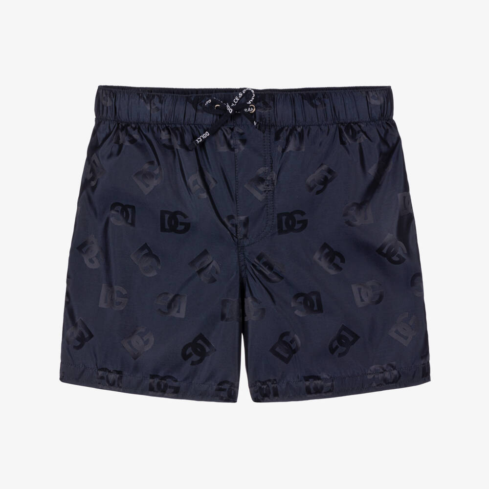 Dolce & Gabbana-Boys Navy Logo Swim Trunks | Childrensalon Outlet