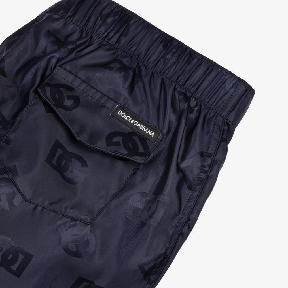 Dolce & Gabbana-Boys Navy Logo Swim Trunks | Childrensalon Outlet