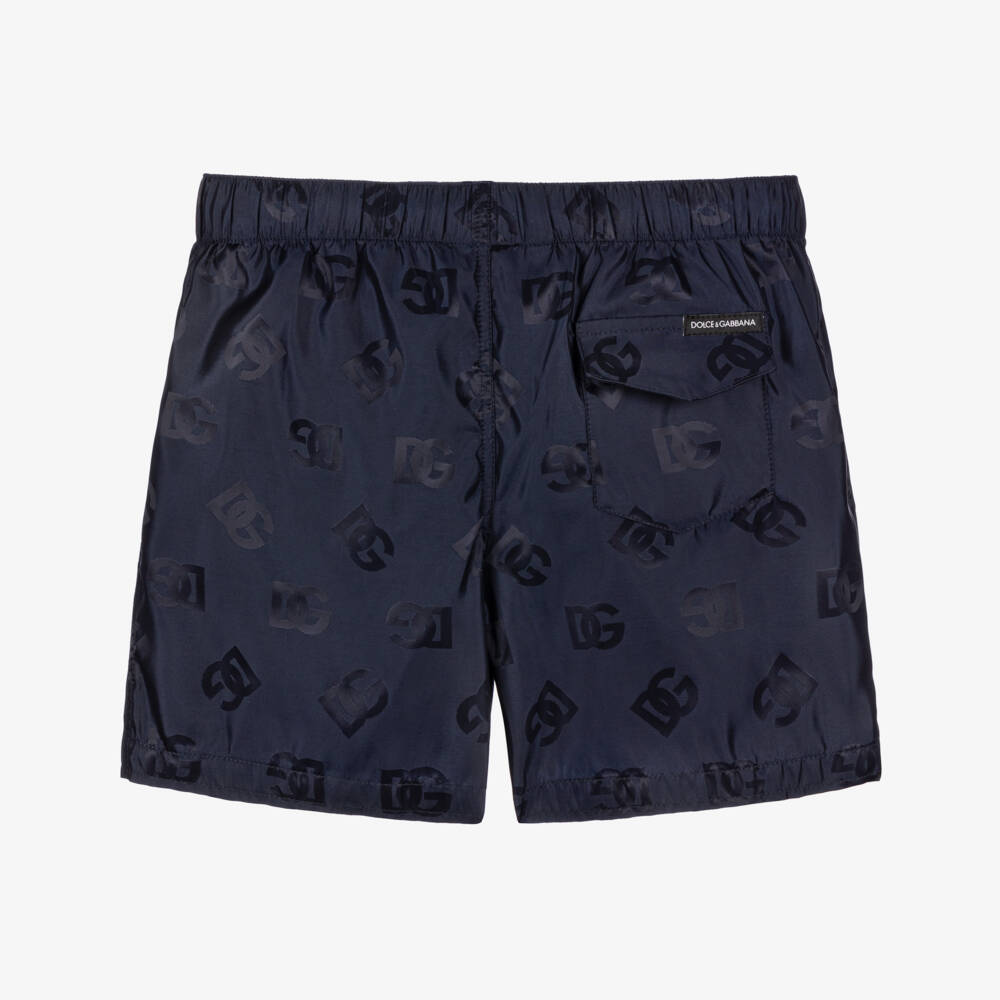 Dolce & Gabbana-Boys Navy Logo Swim Trunks | Childrensalon Outlet