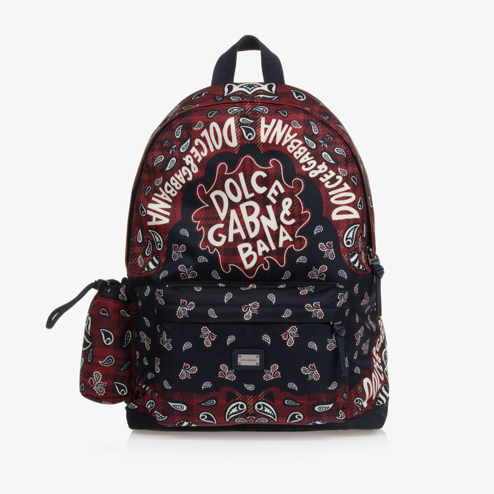 Dolce & Gabbana-Boys Navy Paisley Logo Backpack | Childrensalon Outlet