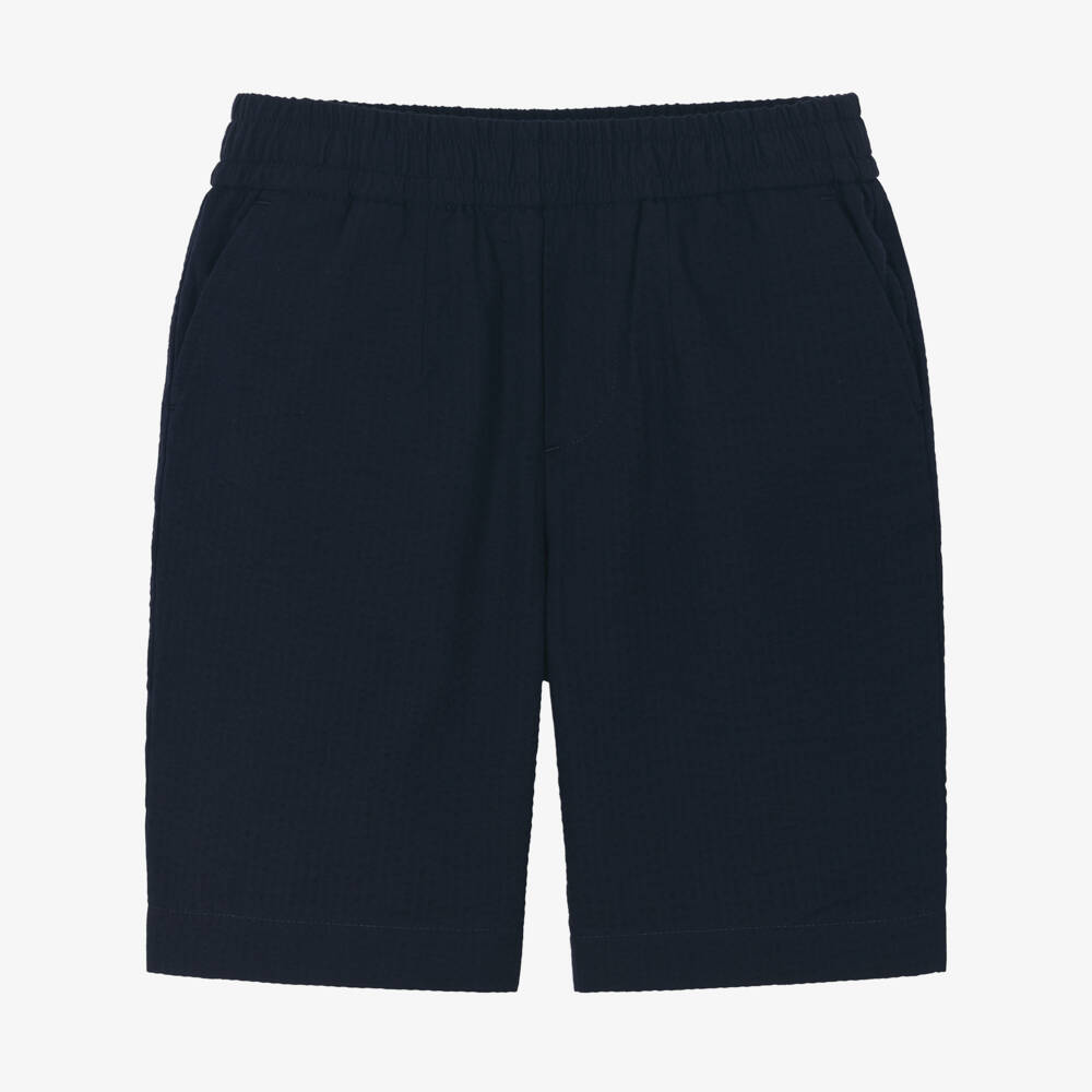Dolce & Gabbana-Boys Navy Seersucker Cotton Shorts | Childrensalon Outlet