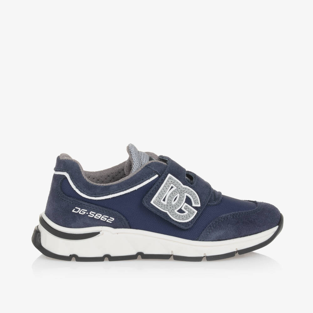 Dolce & Gabbana-Boys Navy Suede and Mesh Trainers | Childrensalon Outlet