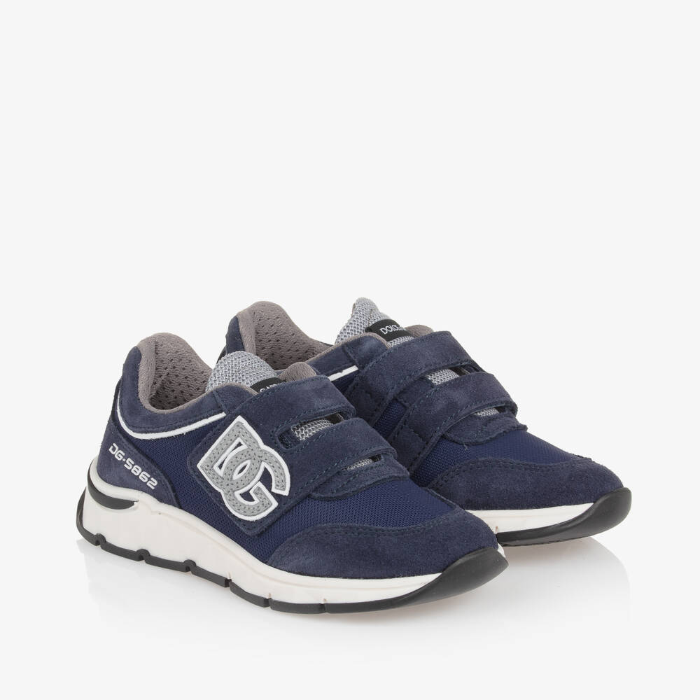 Dolce & Gabbana-Boys Navy Suede and Mesh Trainers | Childrensalon Outlet