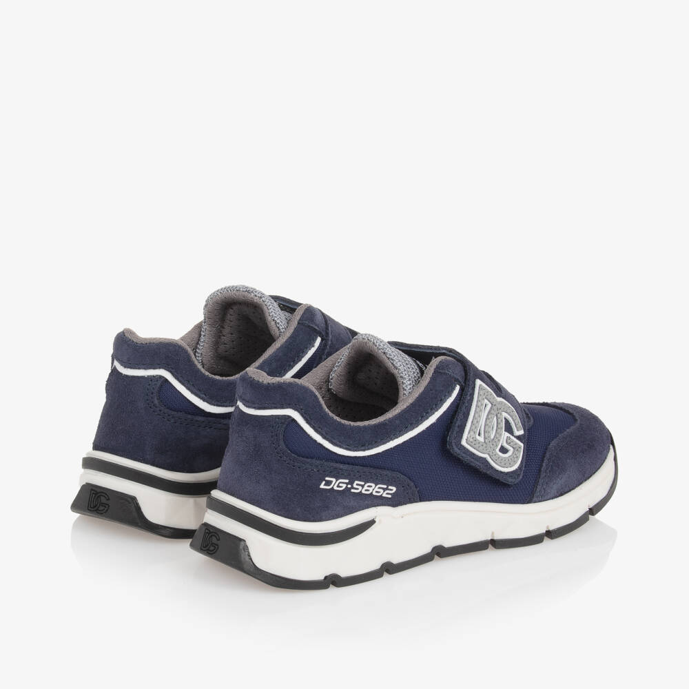 Dolce & Gabbana-Boys Navy Suede and Mesh Trainers | Childrensalon Outlet