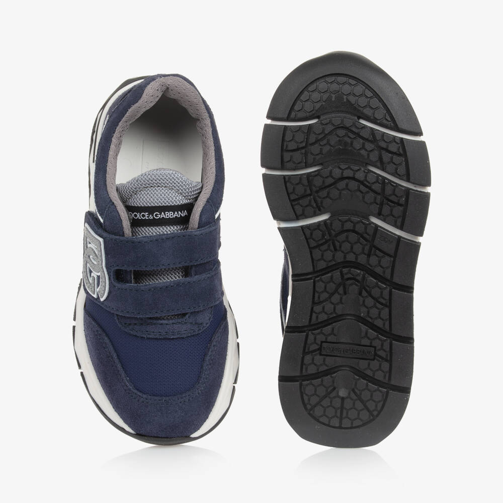 Dolce & Gabbana-Boys Navy Suede and Mesh Trainers | Childrensalon Outlet