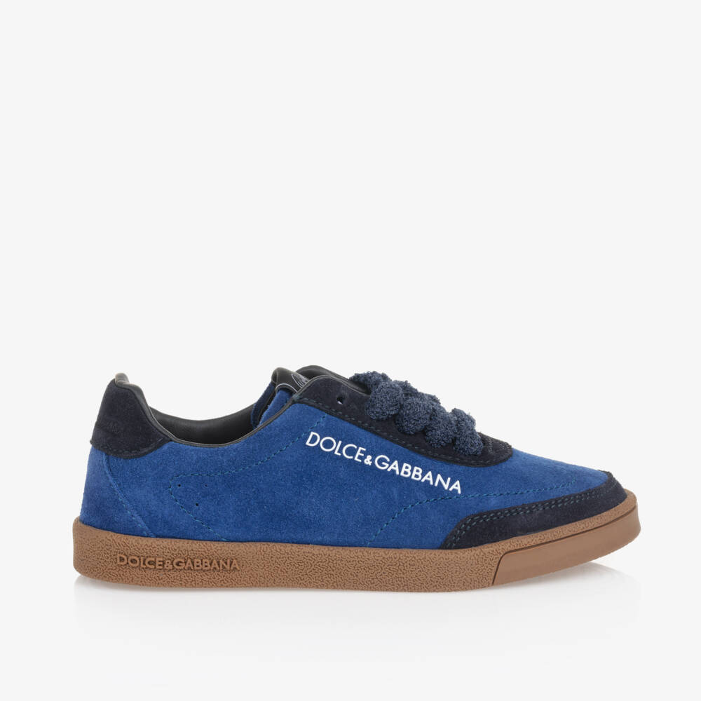 Dolce & Gabbana-Boys Navy Suede Leather Trainers | Childrensalon Outlet
