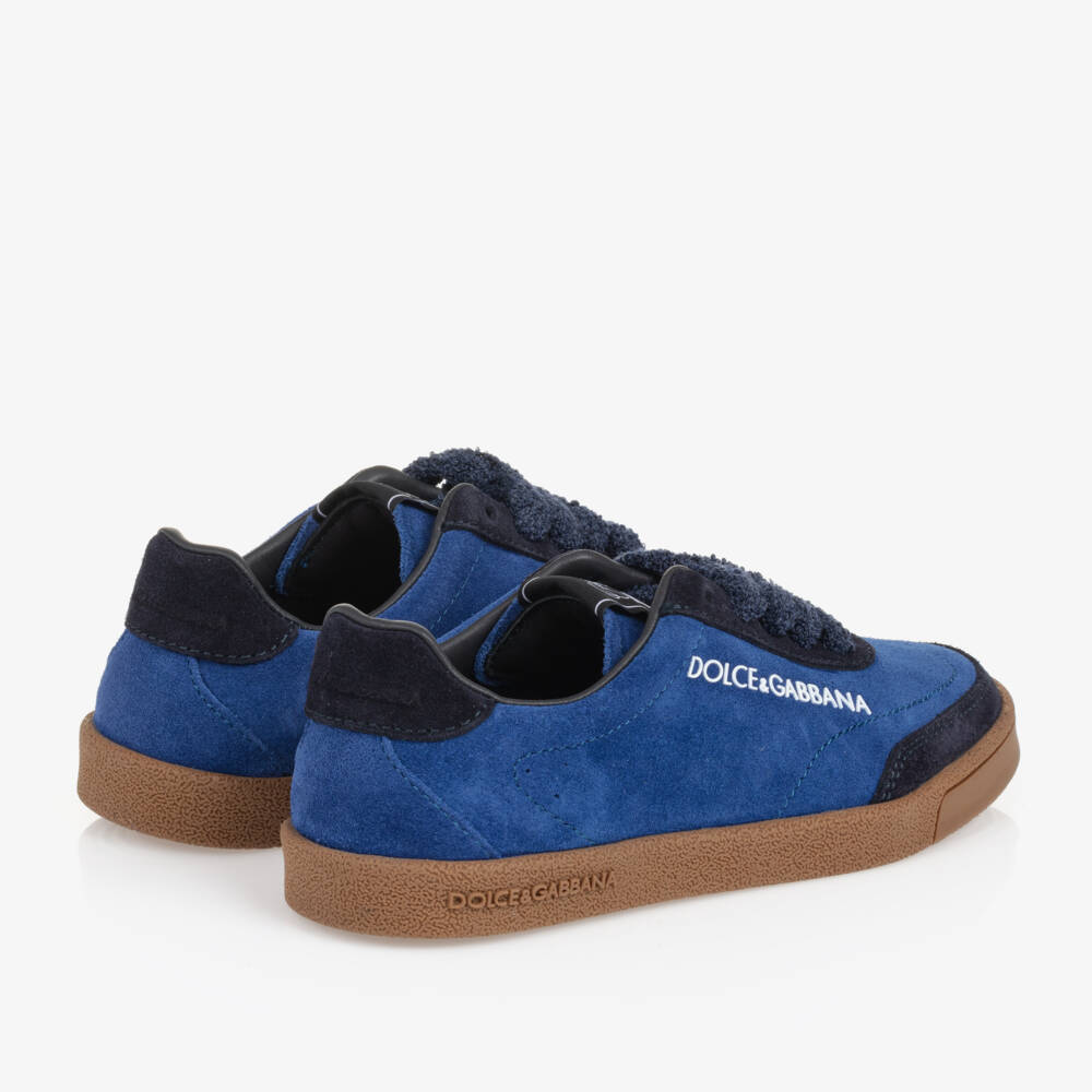 Dolce & Gabbana-Boys Navy Suede Leather Trainers | Childrensalon Outlet