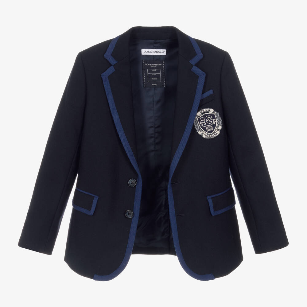 Dolce & Gabbana-Boys Navy Wool Blazer | Childrensalon Outlet