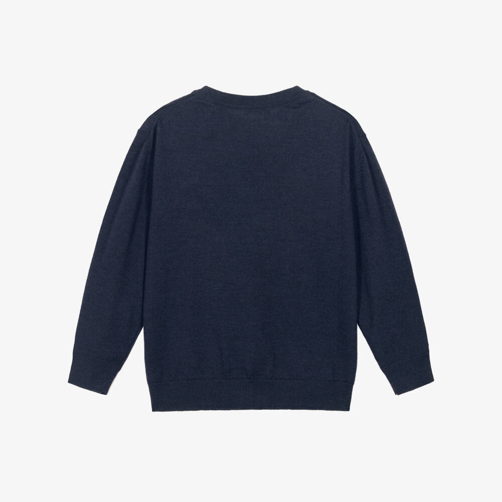 Dolce & Gabbana-Boys Navy Wool Blend Jumper | Childrensalon Outlet