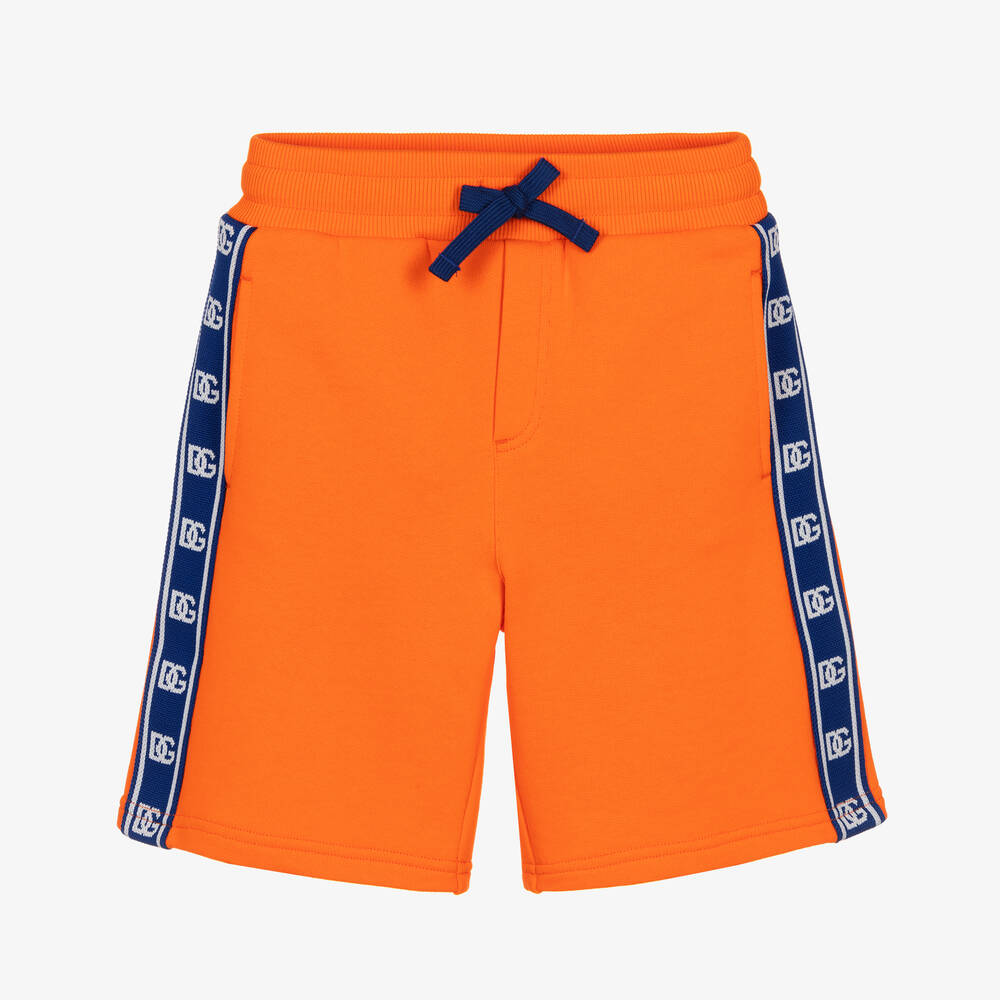 Dolce & Gabbana-Boys Orange Cotton DG Tape Shorts | Childrensalon Outlet