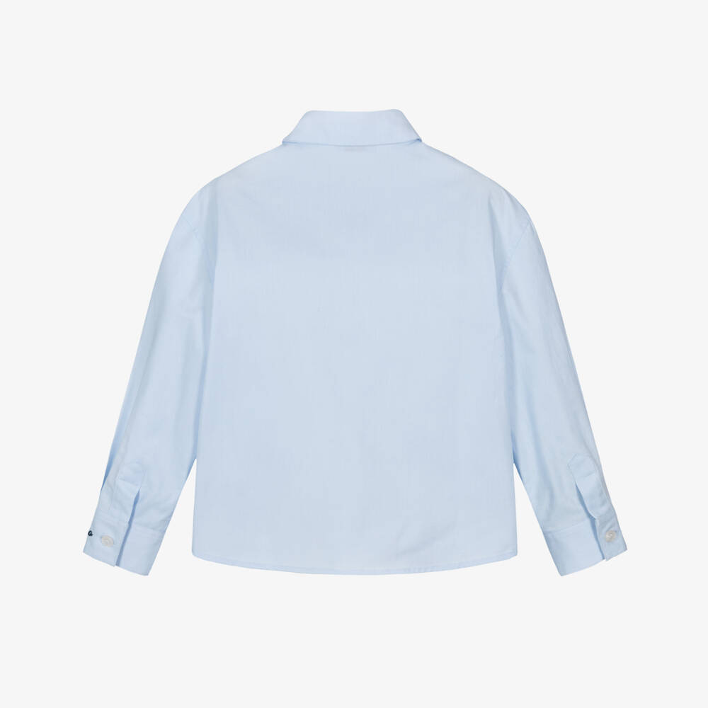 Dolce & Gabbana-Boys Pale Blue Cotton DG Crest Logo Shirt | Childrensalon Outlet