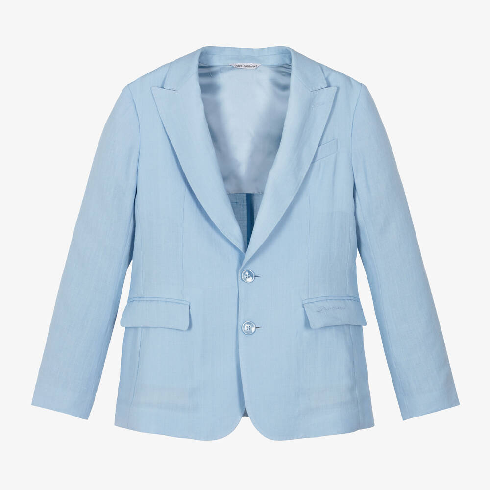 Dolce & Gabbana-Boys Pale Blue Linen Jacket | Childrensalon Outlet