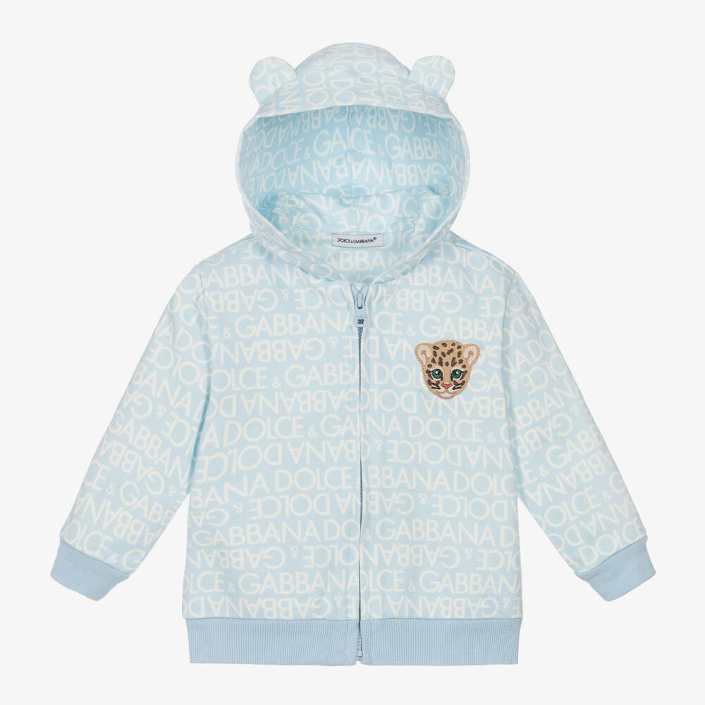Dolce & Gabbana-Boys Pale Blue Logo Hoodie | Childrensalon Outlet