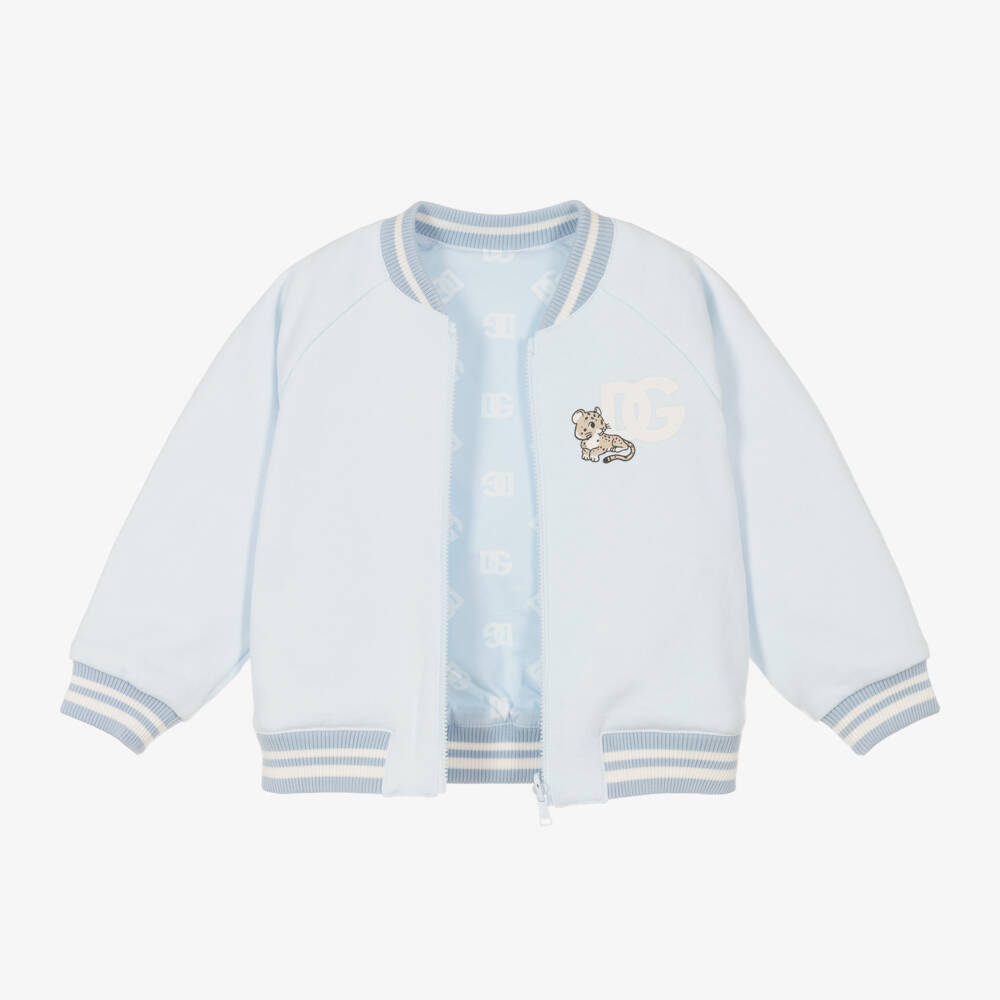 Dolce & Gabbana-Голубая двусторонняя куртка- бомбер для малышей | Childrensalon Outlet