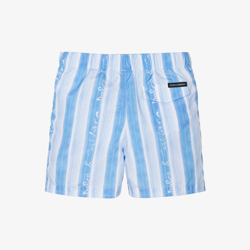 Dolce & Gabbana-شورت سباحة مقلم لون أزرق فاتح للأولاد | Childrensalon Outlet