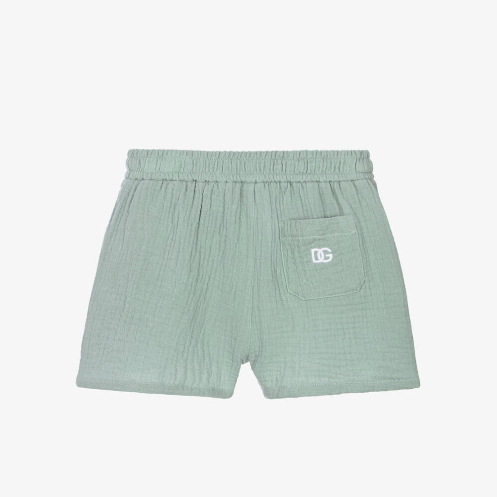 Dolce & Gabbana-Boys Pale Green Cotton Muslin Drawstring Shorts | Childrensalon Outlet