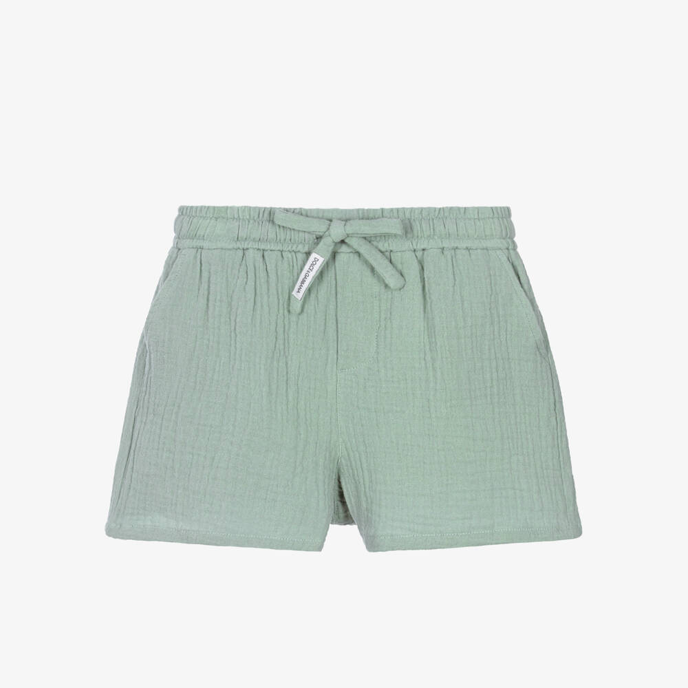 Dolce & Gabbana-Boys Pale Green Cotton Muslin Drawstring Shorts | Childrensalon Outlet