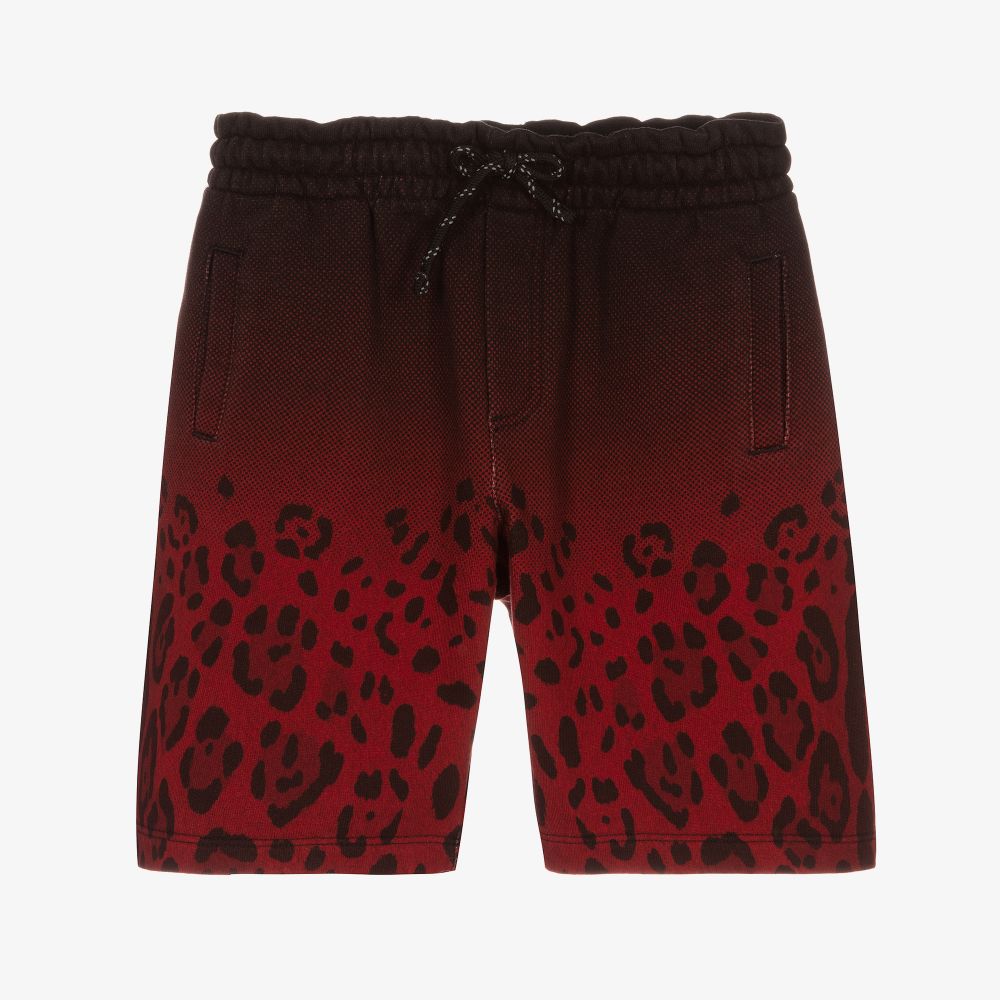 Boys Red Leopard Jersey Shorts