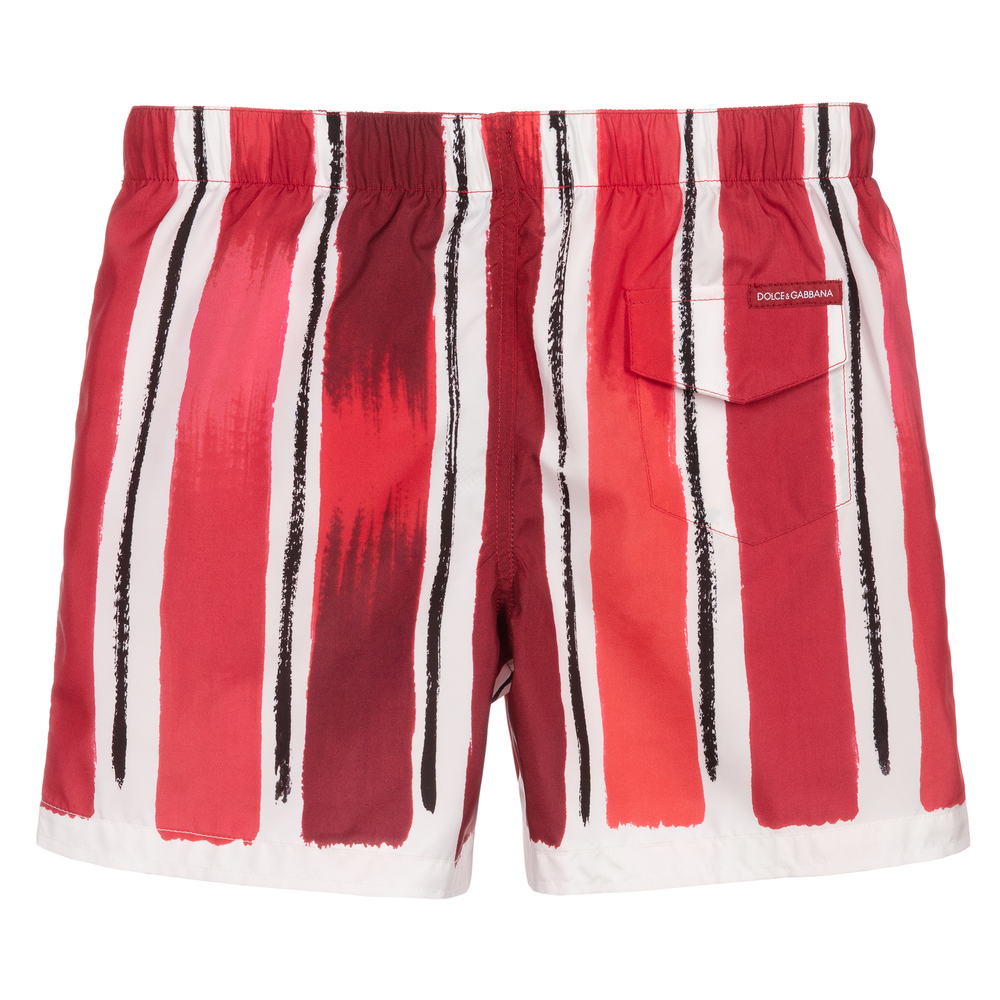 Dolce & Gabbana-Boys Red & White Swim Shorts | Childrensalon Outlet