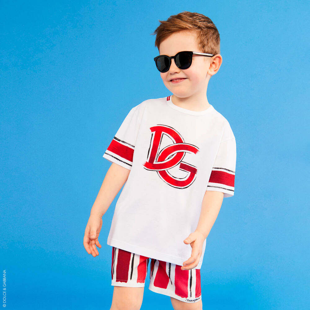 Silk twill vanity pants with DG embroidery in Black for Boys