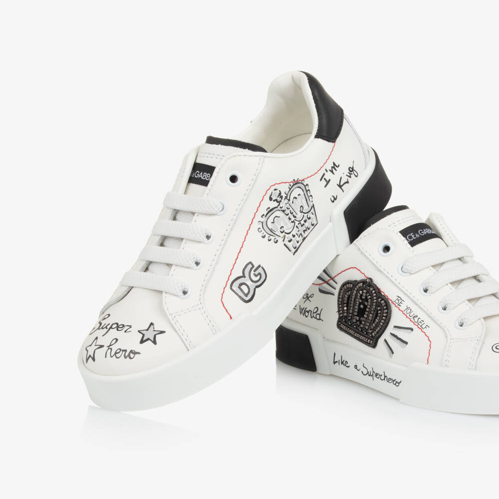 Dolce & Gabbana-Boys Royal Script Leather Trainers | Childrensalon Outlet